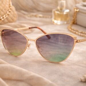 Gold Frame Cat-Eye Glasses
